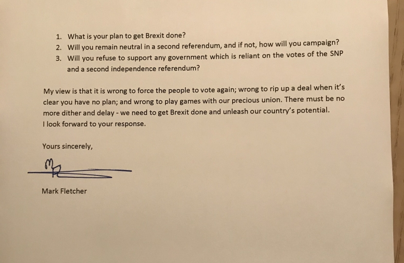 Second page of Mark Fletcher's letter to Dennis Skinner