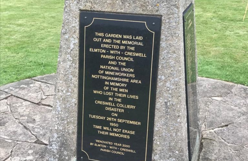 Memorial to Creswell Pit Fire