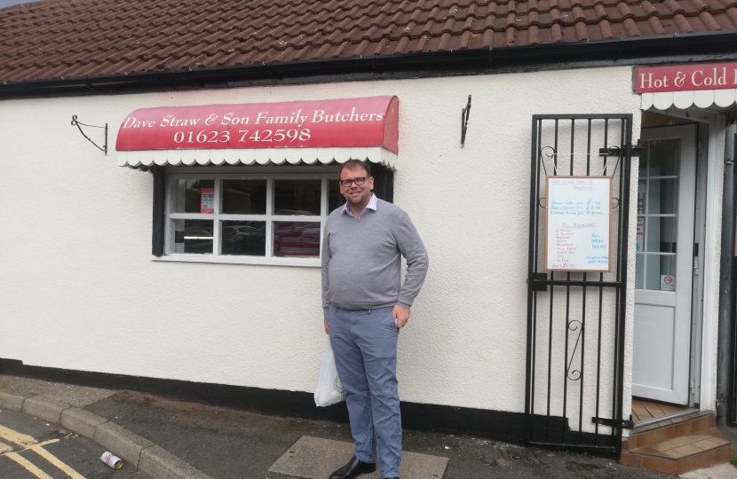 Mark visiting Dave Straw & Sons Butchers