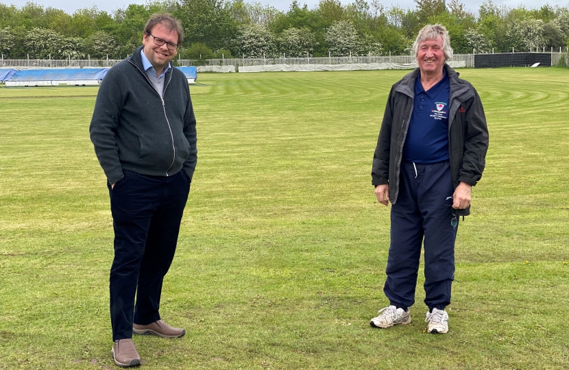 Mark Fletcher with Stan Green Shirebrook Cricket Club Chairman