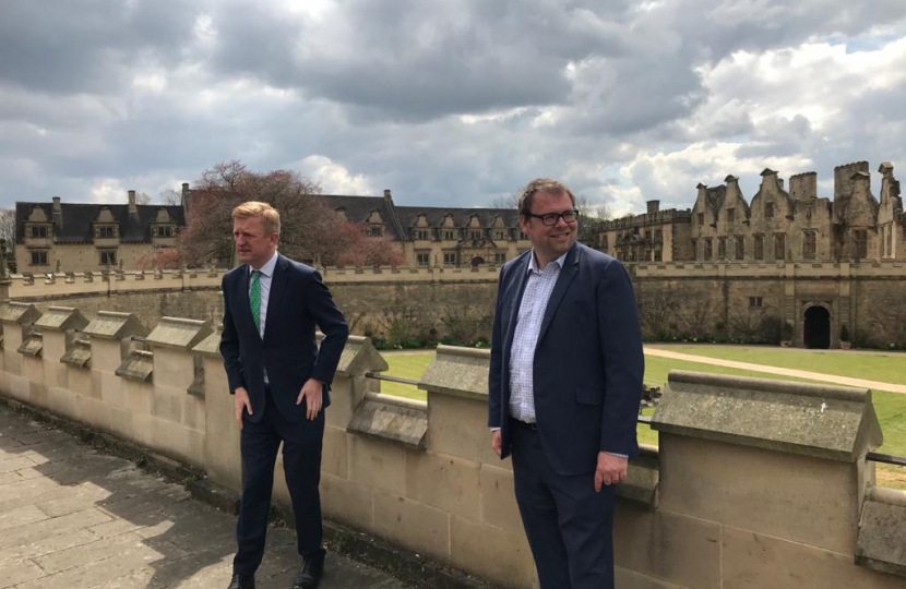 Mark and Oliver on the walkway on top of the castle wall