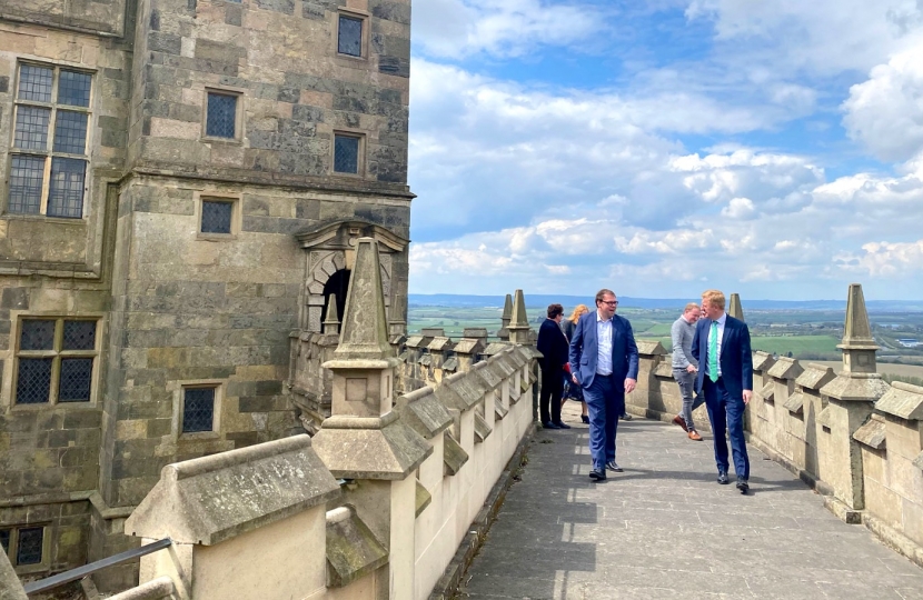 Mark and Oliver on the walkway on top of the castle wall