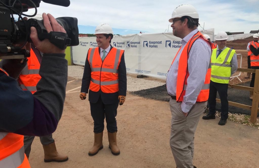 Mark Fletcher with TV cameras for launch of first homes scheme