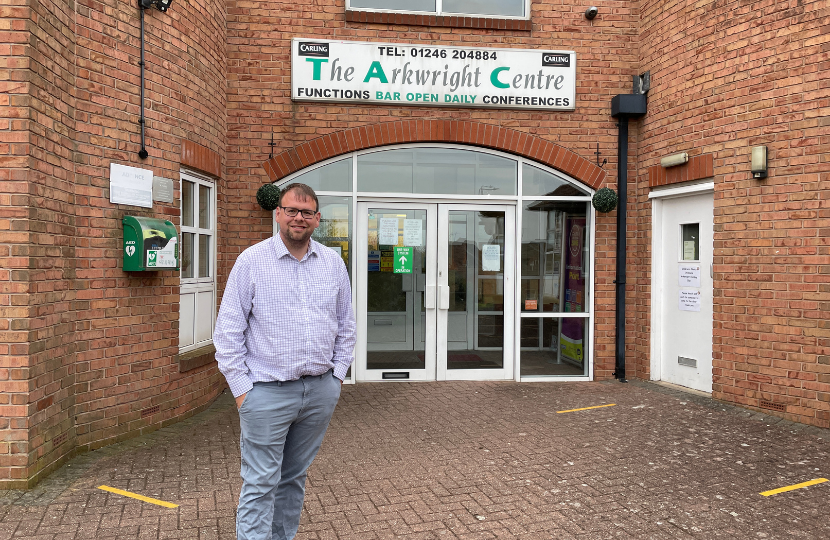 Mark stood outside of the Arkwright Centre