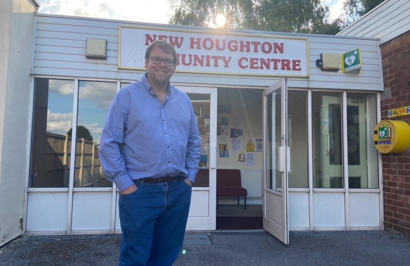 Mark Fletcher outside the New Houghton Community Centre