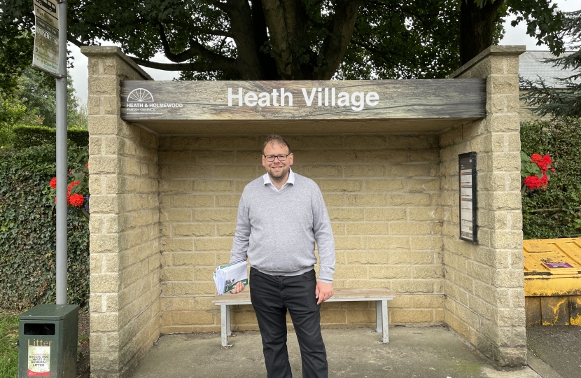 Mark outside heath bus stop with crime survey