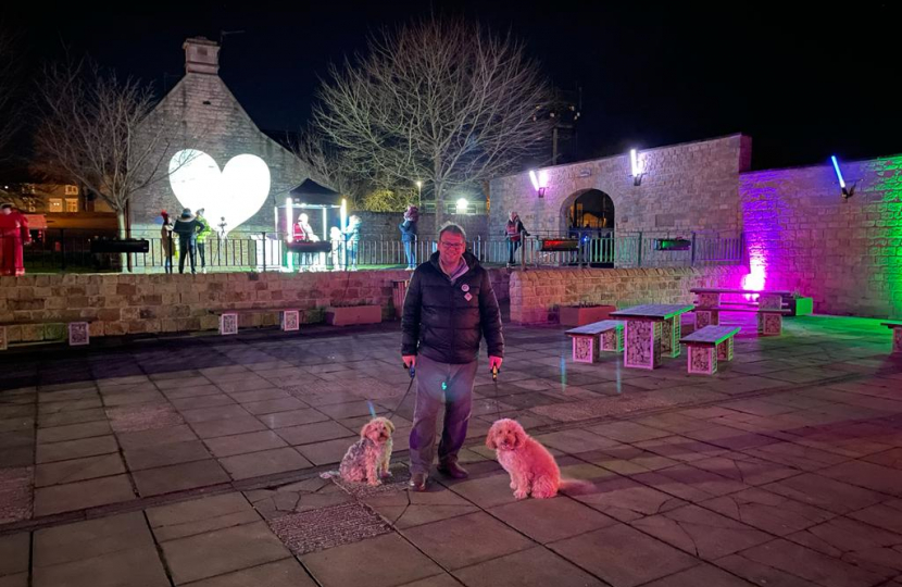 Mark with his Dog in bolsover town centre