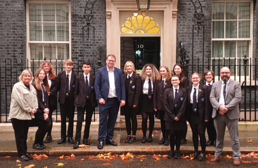 bolsover students outside number 10 downing street