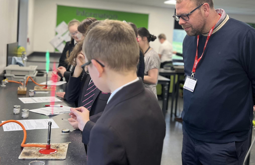 A science lesson in Frederick Gent School