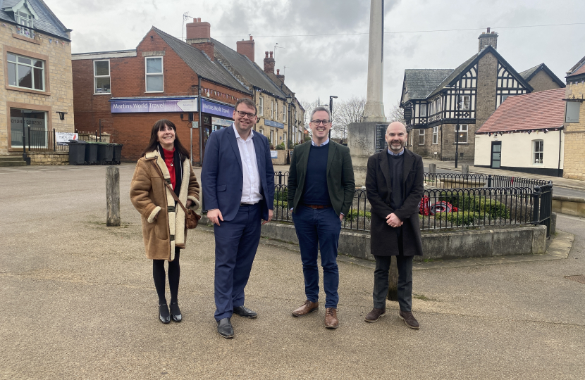 Junction Arts, Mark Fletcher and the Minister standing at the cenotaph in Bolsover town Centre