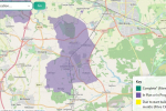 Map of intended areas for Broadband across Creswell and Whitwell