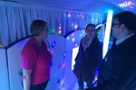 Mark Fletcher MP aboard the sensory bus with representatives from the Riley Foundation and SEND'S