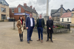 Junction Arts, Mark Fletcher and the Minister standing at the cenotaph in Bolsover town Centre