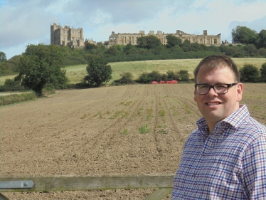 Photograph of Mark Fletcher in front of Bolsover Castle