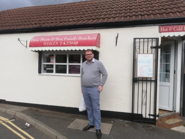 Mark visiting Dave Straw & Sons Butchers