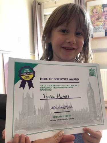 Isabel with her Hero of Bolsover award