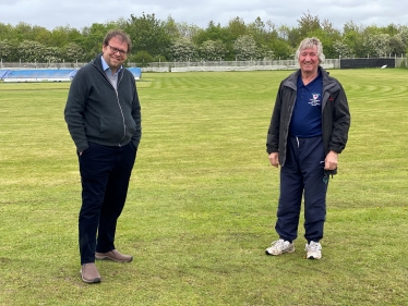 Mark Fletcher with Stan Green Shirebrook Cricket Club Chairman