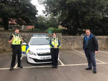 Mark Fletcher MP with the local police officers he went on patrol with