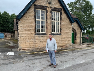 Mark outside Langwith Village Hall