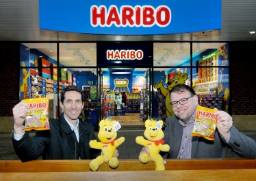 MArk outside Haribo store with UK Managing Director, Jon Hughes