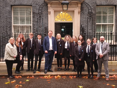 bolsover students outside number 10 downing street