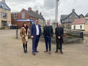 Junction Arts, Mark Fletcher and the Minister standing at the cenotaph in Bolsover town Centre