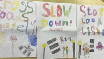 Slow Down posters made by children